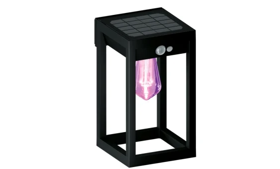 Calex Smart Outdoor Solar Buitenlamp - Slimme Wandlamp Lantaarn - RGB en Warm Wit - Buitenverlichting - Zwart