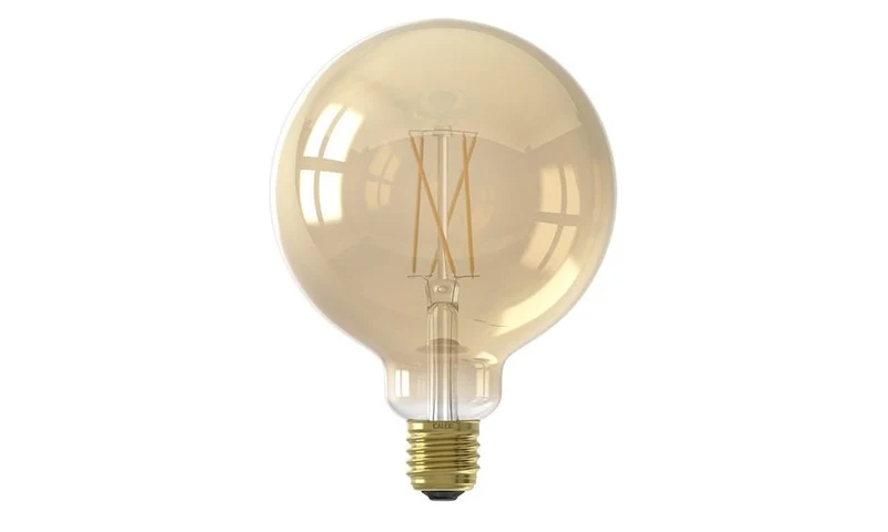 Calex Slimme Lamp - Wifi LED Filament, Globe 12,5cm ,E27, Goud - Dimbaar - Warm Wit licht - 7W