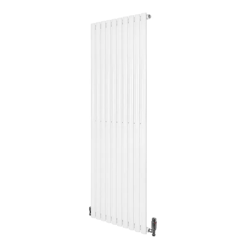 Ovale Design Radiator - 1 Kolom - 1600 mm x 600 mm - Wit - Incl. Haakse Thermostaatkraan