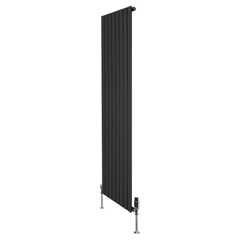 Design Radiator Vlakke Panelen - 1 Kolom - 1800 x 560mm - Zwart - Incl. Haakse Thermostaatkraan