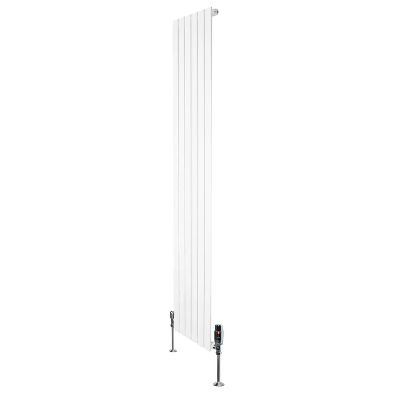 Design Radiator Vlakke Panelen - 1 Kolom - 1800 x 420mm - Wit - Incl. Haakse Thermostaatkraan