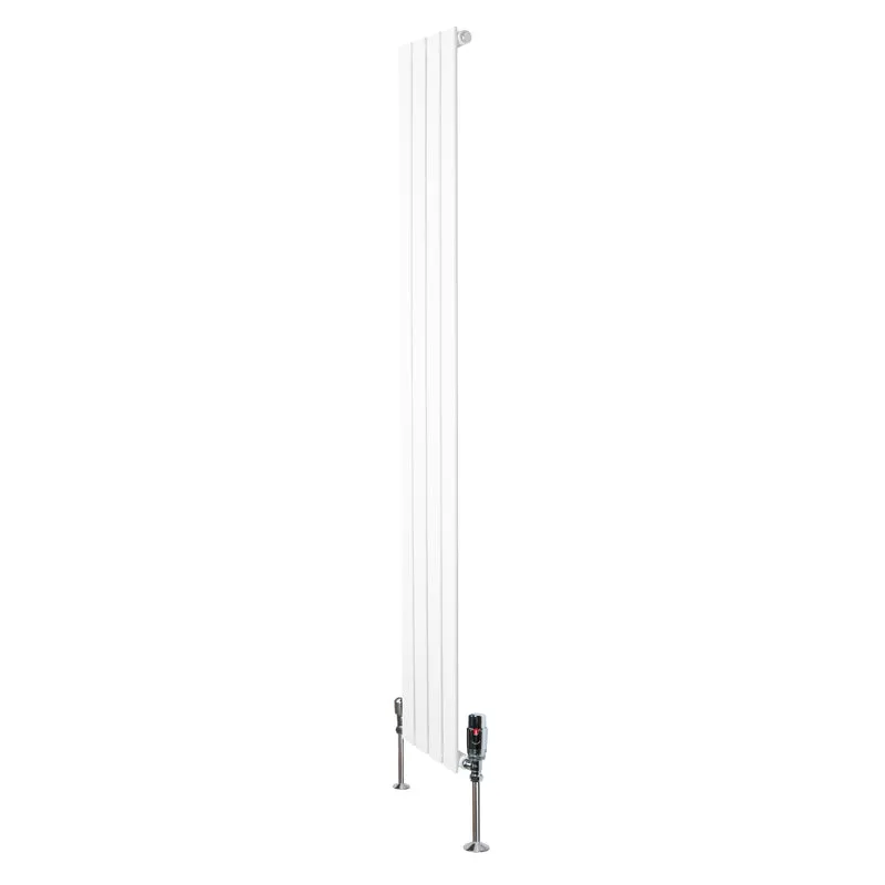 Design Radiator Vlakke Panelen - 1 Kolom - 1800 x 280mm - Wit - Incl. Haakse Thermostaatkraan