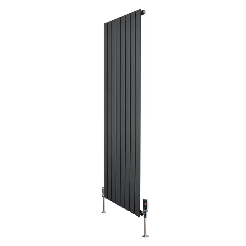 Design Radiator Vlakke Panelen - 1 Kolom - 1600 x 560mm - Antraciet Grijs - Incl. Haakse Thermostaatkraan