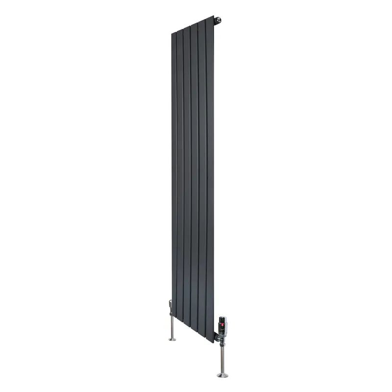 Design Radiator Vlakke Panelen - 1 Kolom – 1600 x 420mm – Antraciet Grijs - Incl. Haakse Thermostaatkraan