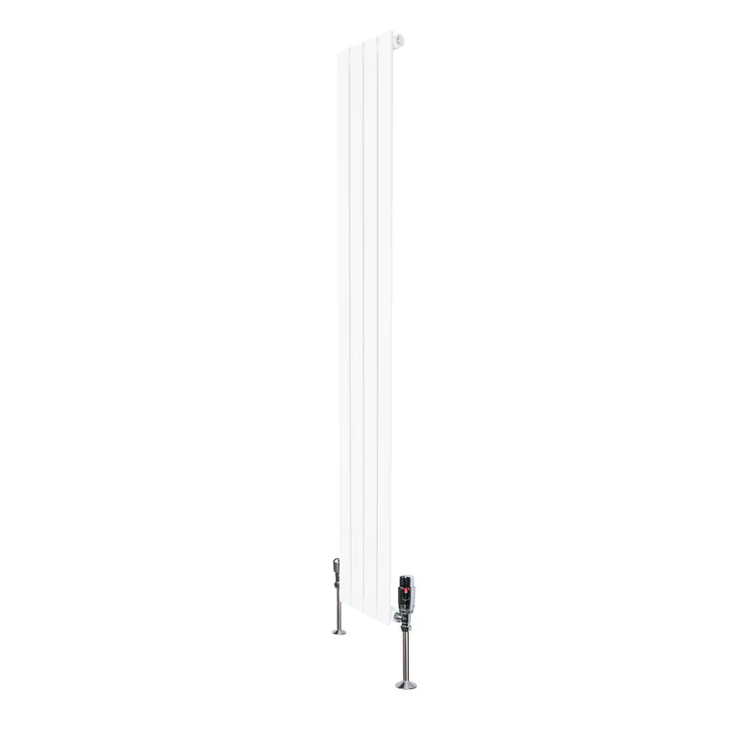 Design Radiator Vlakke Panelen - 1 Kolom – 1600 x 280mm – Wit - Incl. Haakse Thermostaatkraan