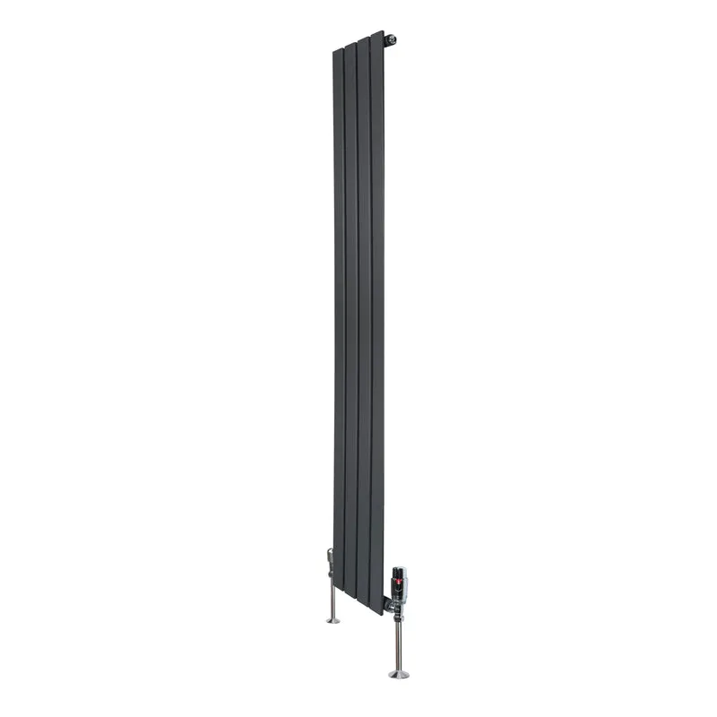 Design Radiator Vlakke Panelen - 1 Kolom – 1600 x 280mm – Antraciet Grijs - Incl. Haakse Thermostaatkraan