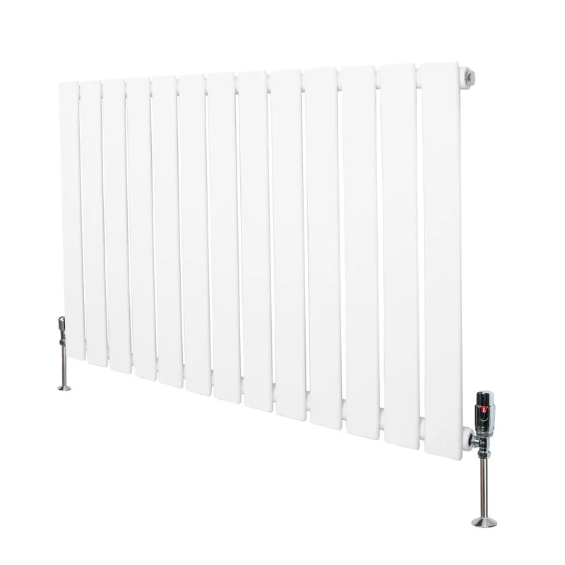 Design Radiator Vlakke Panelen - 1 Kolom – 600 x 910mm – Wit - incl. Haakse Thermostaatkraan