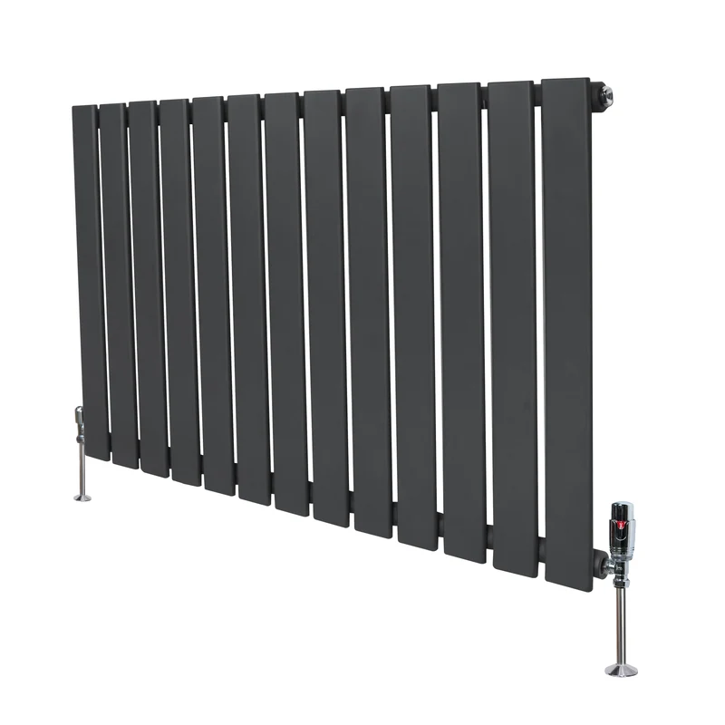 Design Radiator Vlakke Panelen - 1 Kolom – 600 x 910mm – Antraciet Grijs - incl. Haakse Thermostaatkraan