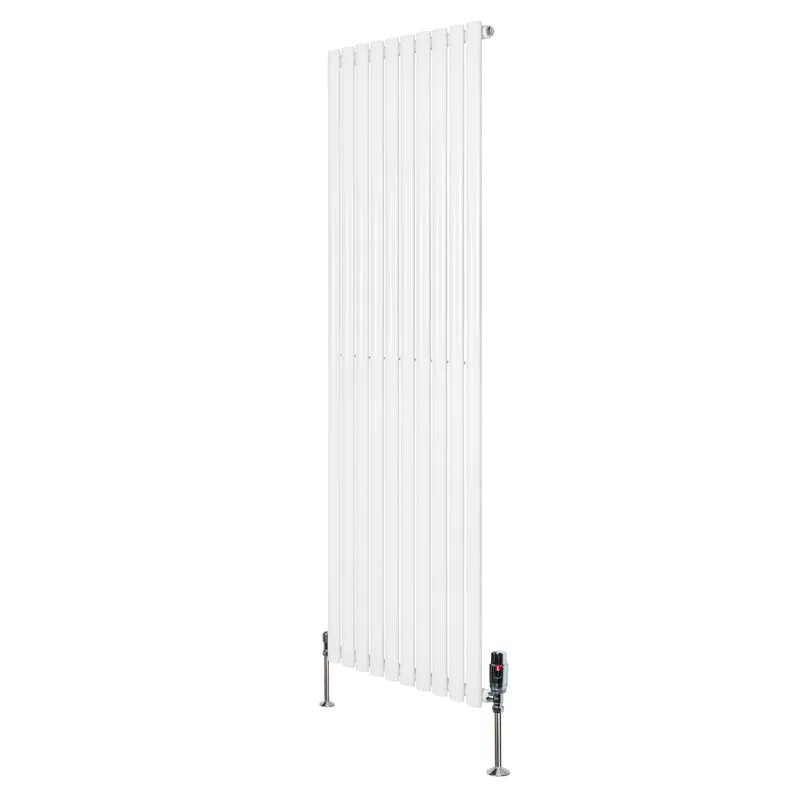 Ovale Design Radiator - 1 Kolom - 1800 mm x 600 mm - Wit - Incl. Haakse Thermostaatkraan