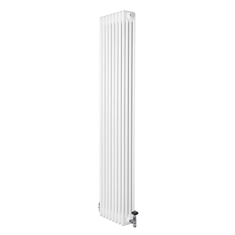 Traditionele 4-Kolom Radiator - 1800 x 380 mm - Wit - Incl. Haakse Thermostaatkraan
