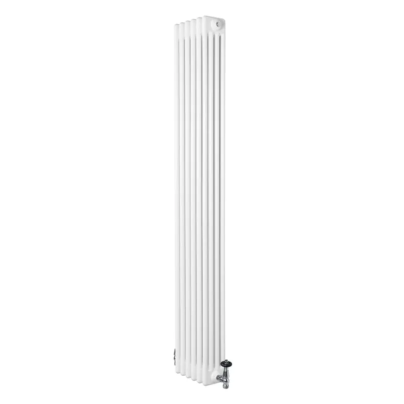 Traditionele 4-Kolom Radiator - 1800 x 290 mm - Wit - Incl. Haakse Thermostaatkraan