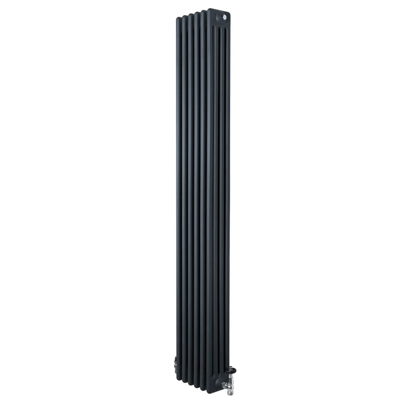 Traditionele 4-Kolom Radiator - 1800 x 290 mm - Antraciet Grijs - Incl. Haakse Thermostaatkraan
