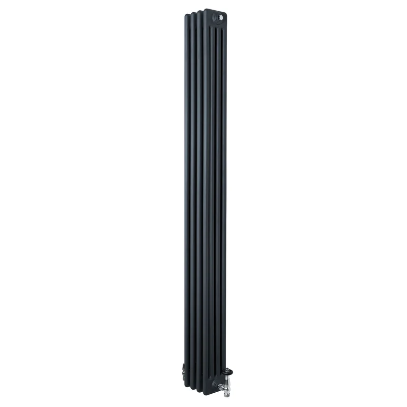 Traditionele 4-Kolom Radiator - 1800 x 200 mm - Antraciet Grijs - Incl. Haakse Thermostaatkraan