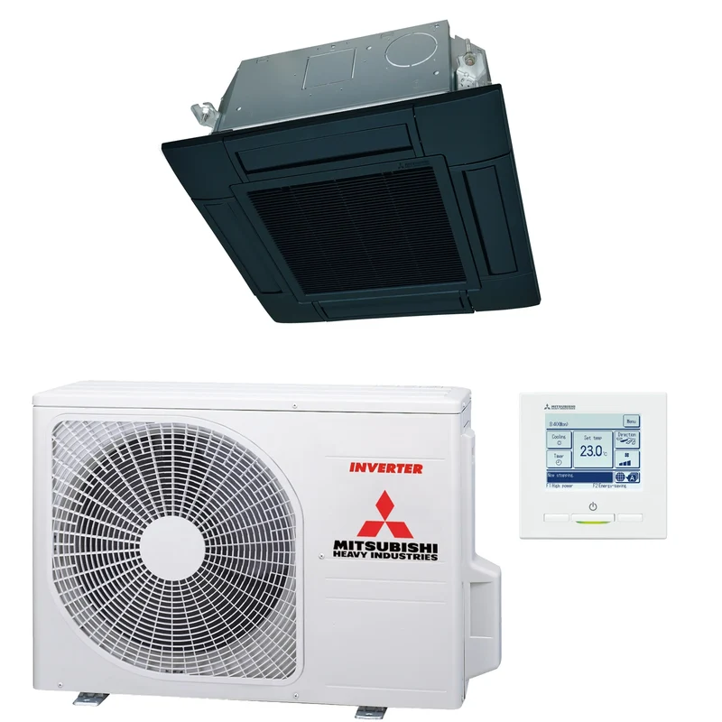 Mitsubishi Cassette 60x60 single-split FDTC35VH 3,5 kW Zwart set