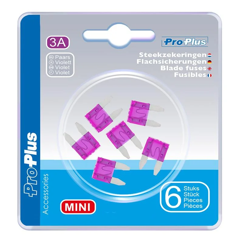 ProPlus Steekzekeringen mini 3A paars 6 stuks in blister