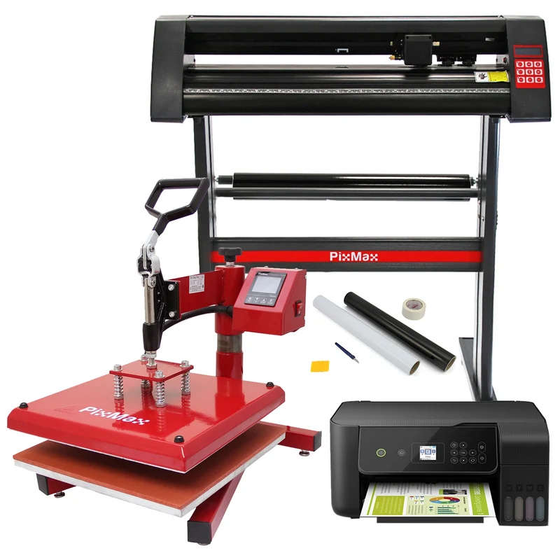 PixMax 38cm Swing Heat Press, Vinylsnijder, Printer, Weeding Pack