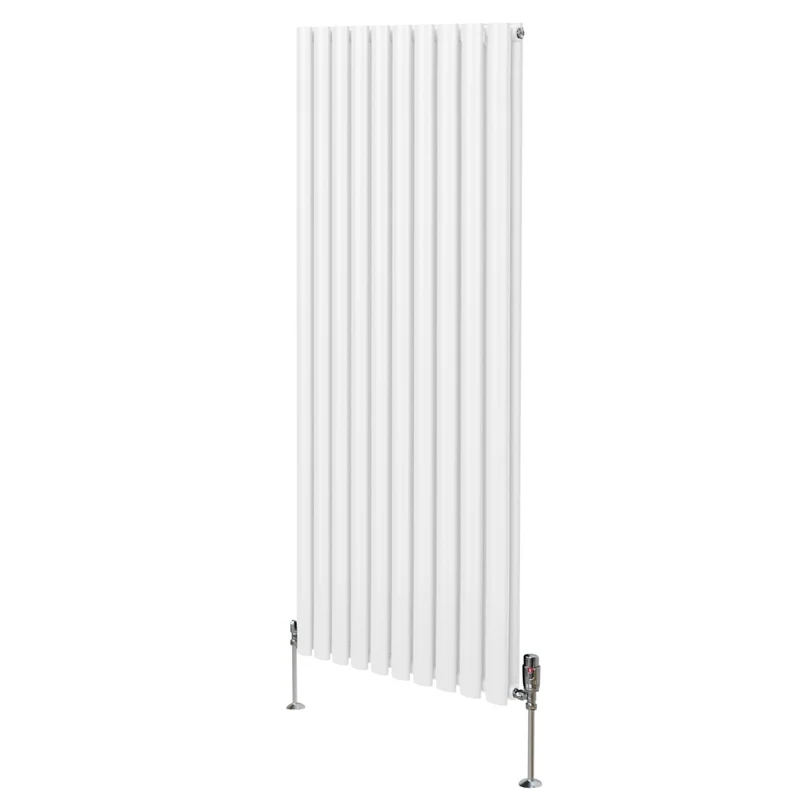 Ovale Kolomradiator & TRV Chroomkranen - 1600mm x 600mm – Wit