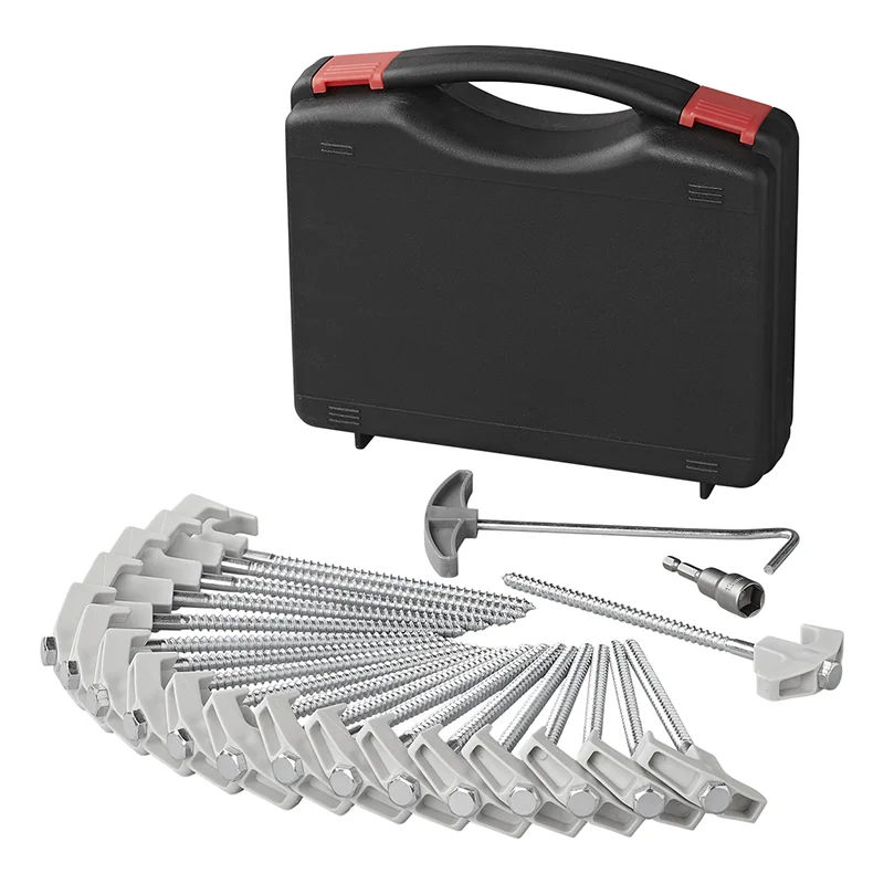 ProPlus Tentharing 20 cm metaal schroefbaar met kunststof haak en schroefkop - set van 20 stuks in koffer
