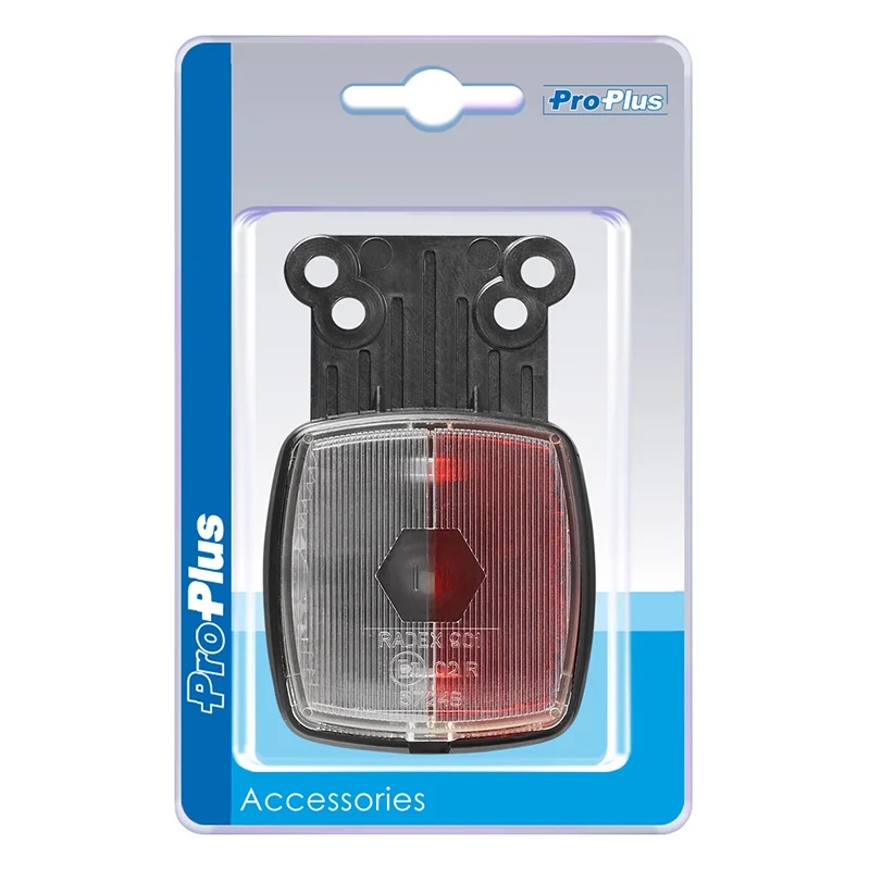 ProPlus Breedtelicht rood/wit 66x62mm met reflector op houder in blister
