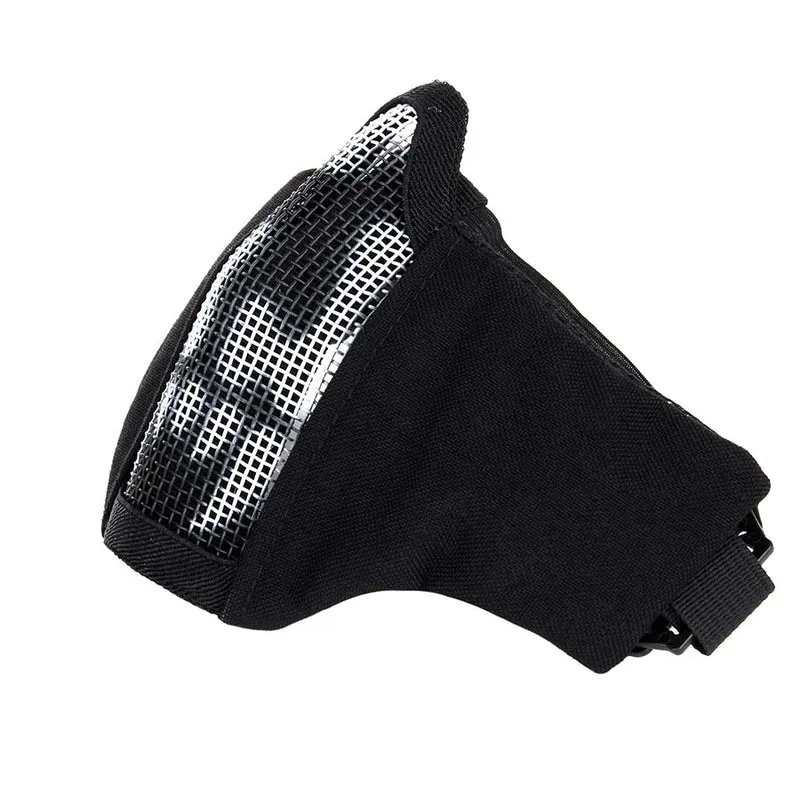 Airsoft face mask nylon/mesh with skull - Zwart