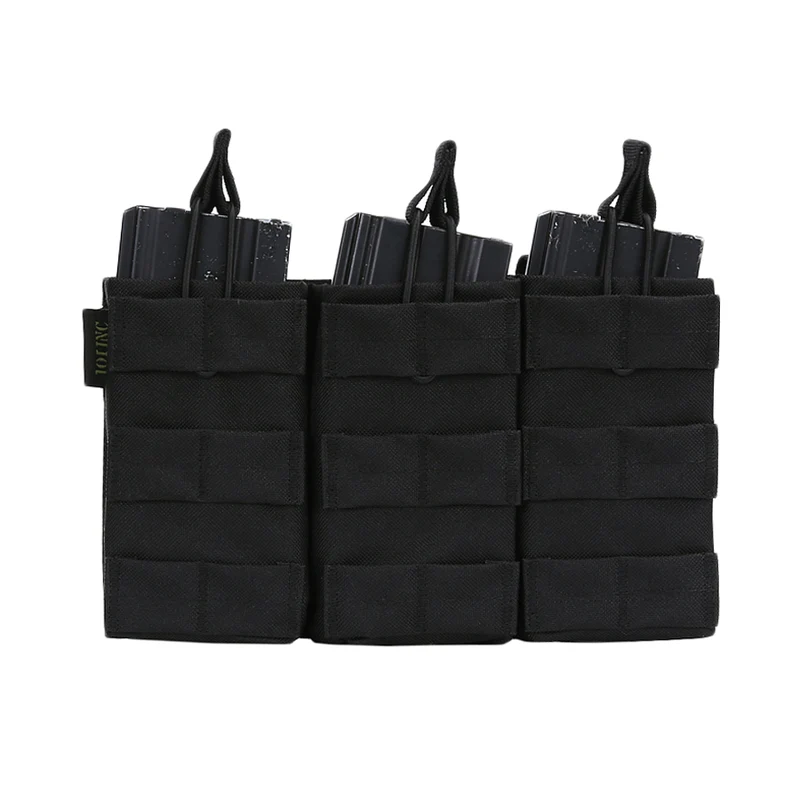 Triple open top M4 mag pouch - Zwart