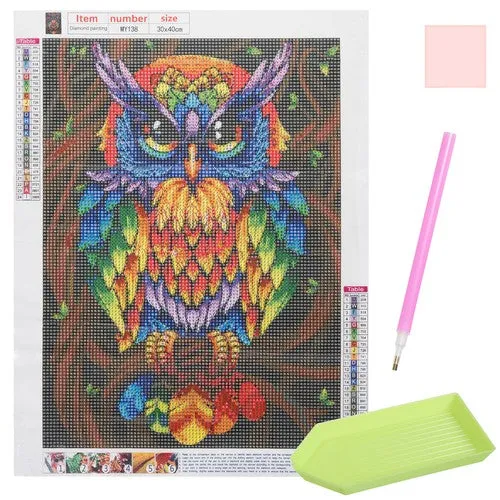 Diamond painting 30x40 cm kleurrijke uil - Hobby pakket