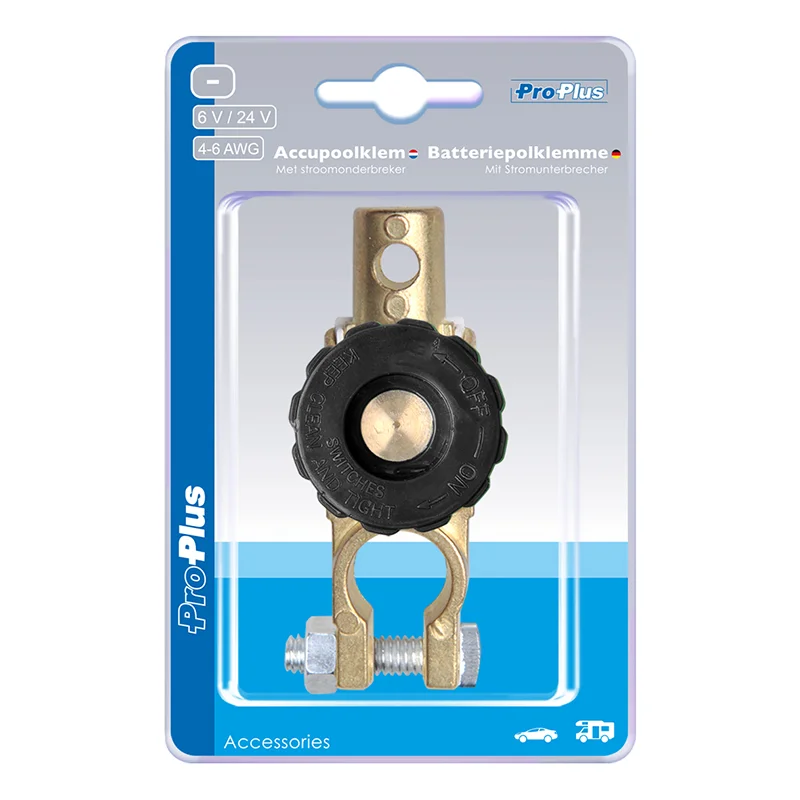 ProPlus Accupoolklem (-) 17,5mm met stroomonderbreker in blister