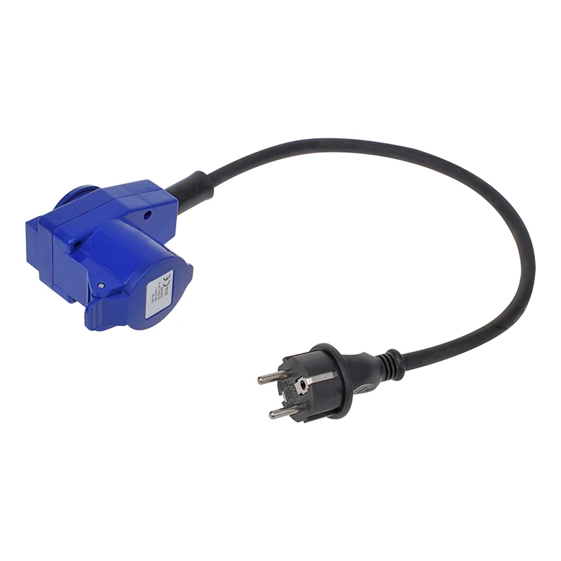 ProPlus Verloopkabel 40cm van Schuko stekker naar haakse CEE contrastekker + Schuko stopcontact