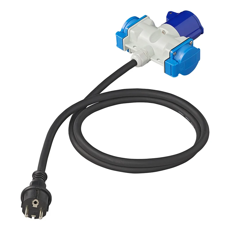 ProPlus Verloopkabel 150cm 3x1,5mm² van Schuko stekker naar 1xCEE + 2xSchuko stekkerdoos