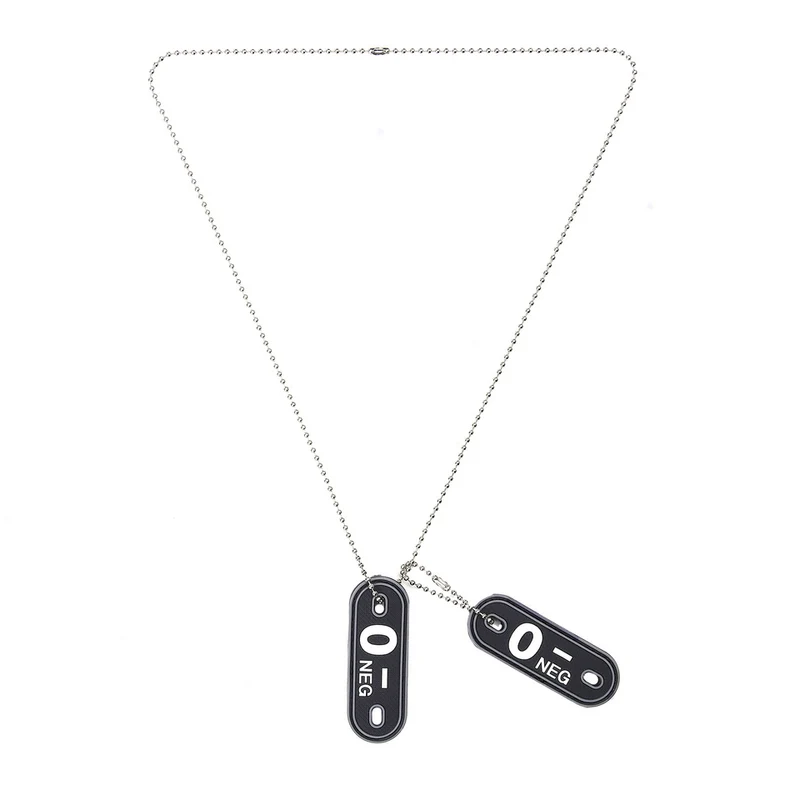 Dog tag PVC Bloedgroep O- negatief - Zwart
