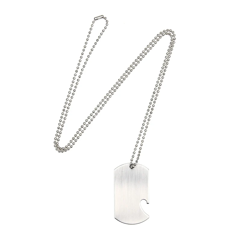 Dog tag/flesopener (zijkant) - Zilver/Chrome