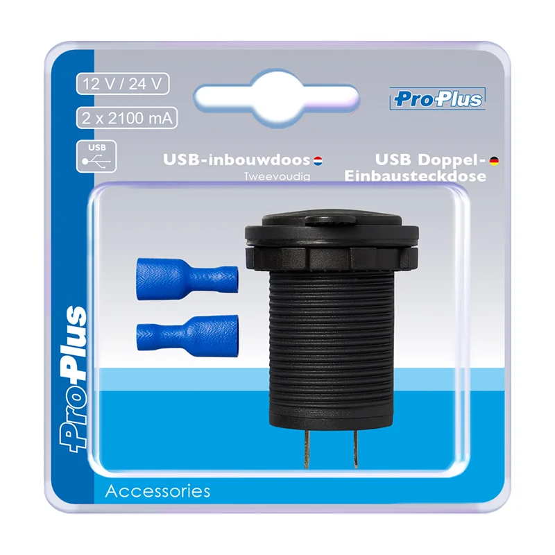 ProPlus USB-inbouwdoos tweevoudig type A 2x2100mA 12V/24V in blister