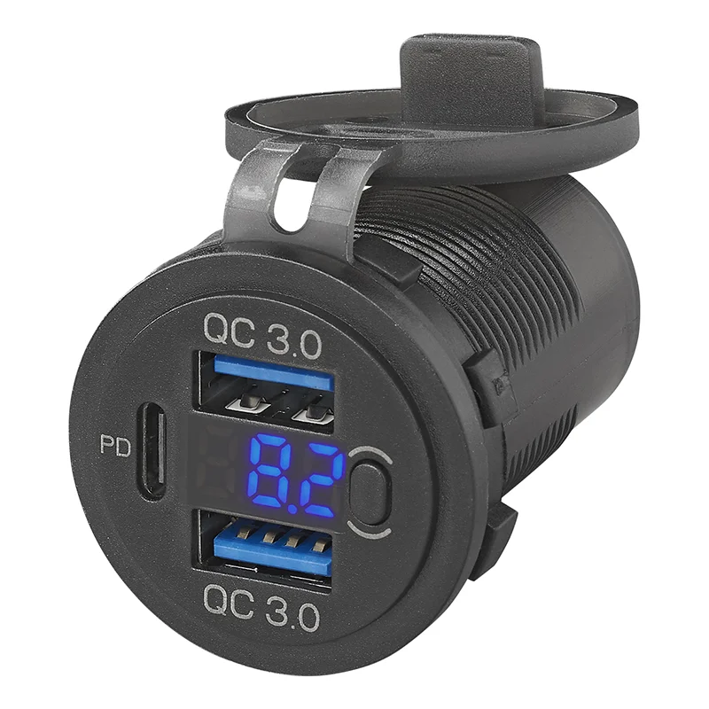 ProPlus USB-inbouwdoos drievoudig met 2x type A en 1x type C + voltmeter