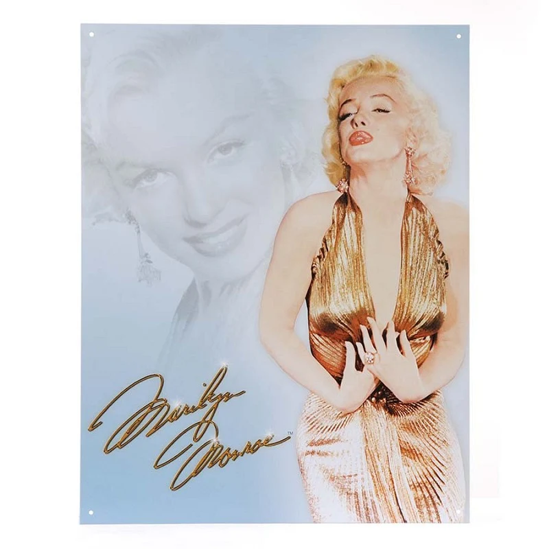Metalen plaat groot 70. Marilyn Monroe