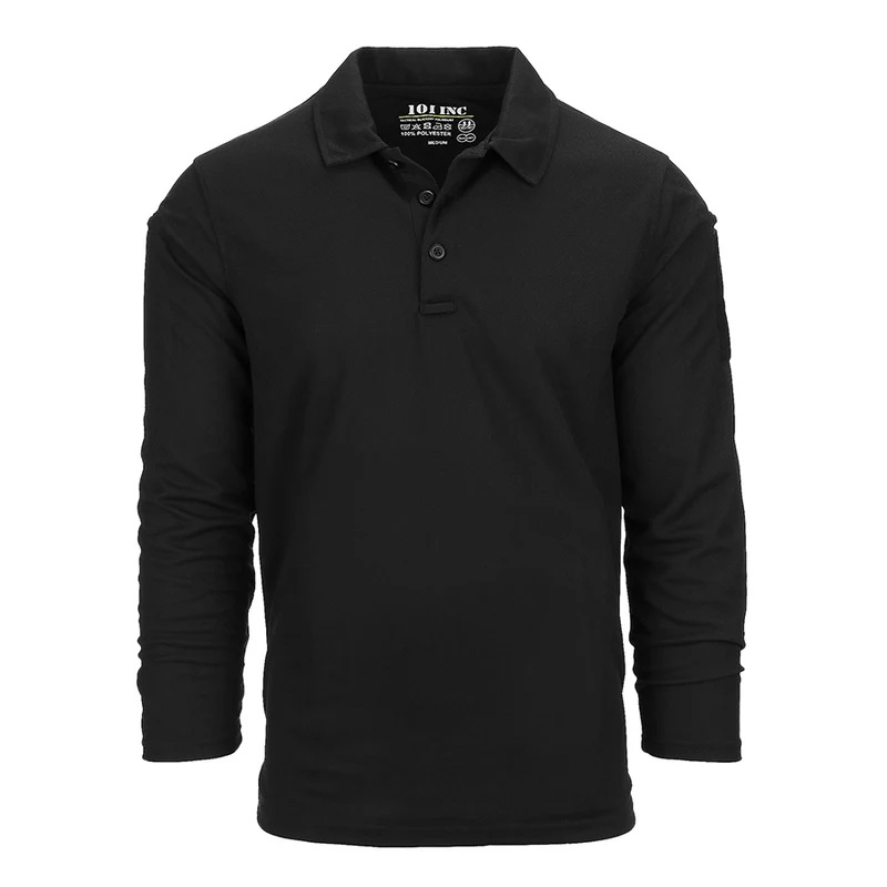 101INC Tactical Polo Quick Dry Lange Mouw - Zwart